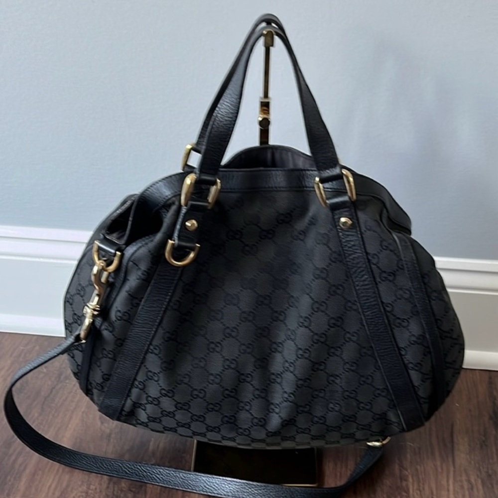 Gucci Black Monogram Hobo Bag with Gold Hardware - Picture 5 of 16